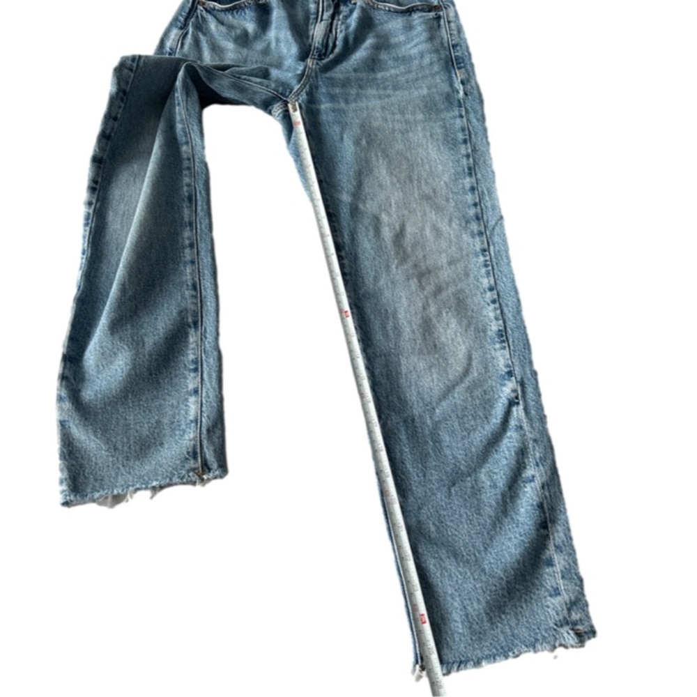 💕 Garage Mom Jeans Straight Leg Raw Hem Medium Wash Size 1 - Picture 6 of 13
